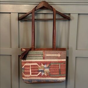 Marco Avane Tapestry Bag Purse Southwestern Aztec Tribal Leather Trim New NWOT